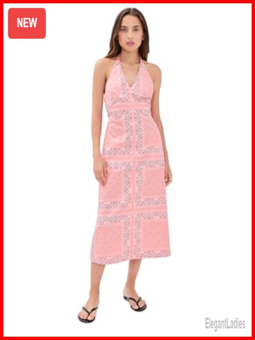 Madewell Smocked Halter Midi Dress Poplin Paisley Casual